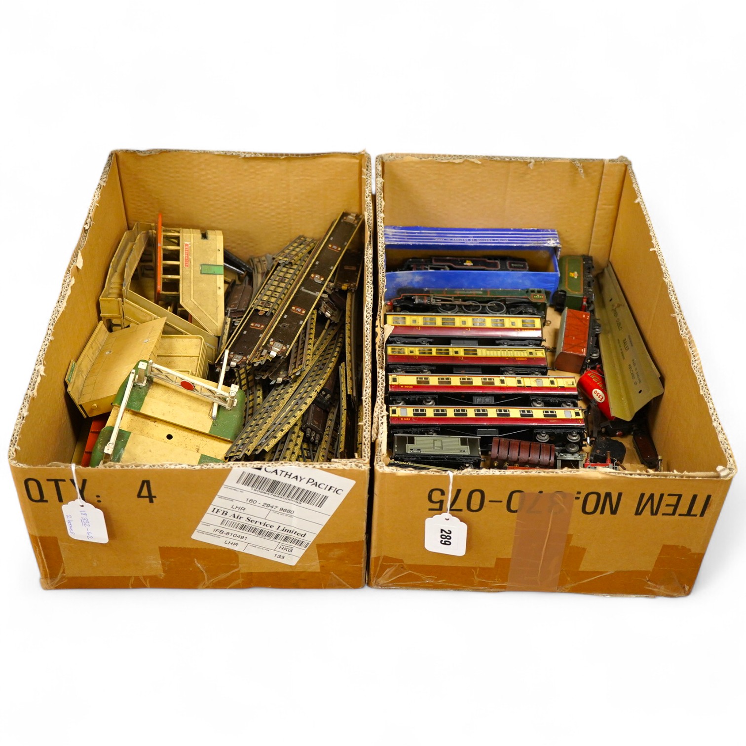 A collection of Hornby Dublo for 3-rail running, including two locomotives; a BR Duchess of Montrose, and a BR Standard Class 4MT 2-6-4T, together with four carmine and cream bogie coaches, nine freight wagons, a signal
